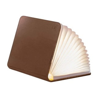Smeđa velika LED stolna svjetiljka u obliku knjige Gingko Booklight