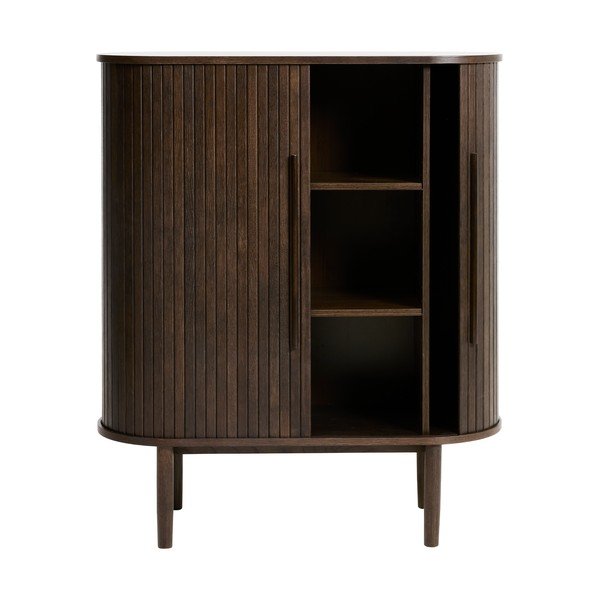 Ormarić u dekoru hrasta s kliznim vratima u tamnoj prirodnoj boji 100x118x40 cm Meta – Unique Furniture-image-3