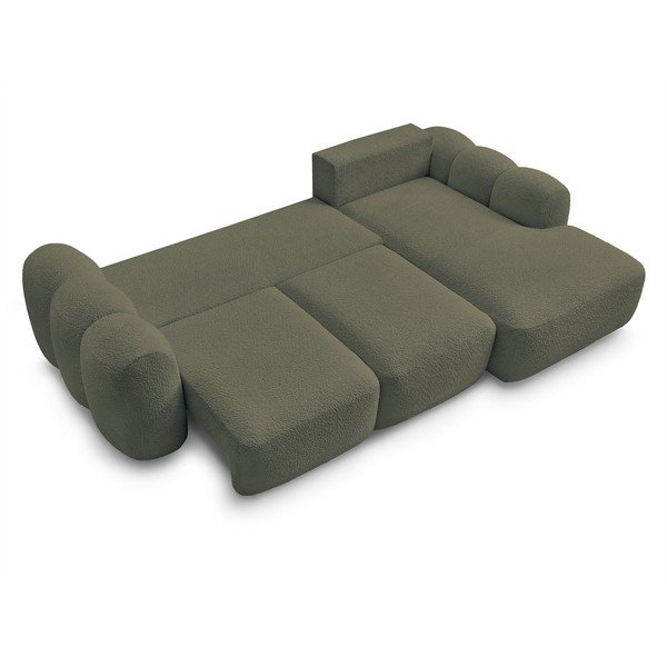 Zelena sklopiva/s prostorom za odlaganje kutna garnitura od bouclé tkanine (s desnim kutom/s ležaljkom) Montaigne – Bobochic Paris-image-3