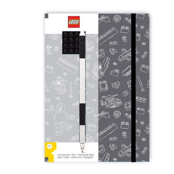 A5 crno-bijela bilježnica s crnom LEGO® olovkom, 96 stranica