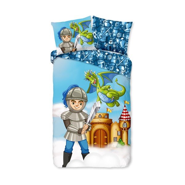 Plava pamučna dječja posteljina za krevet za jednu osobu/za produženi krevet 140x220 cm Knight – Good Morning
