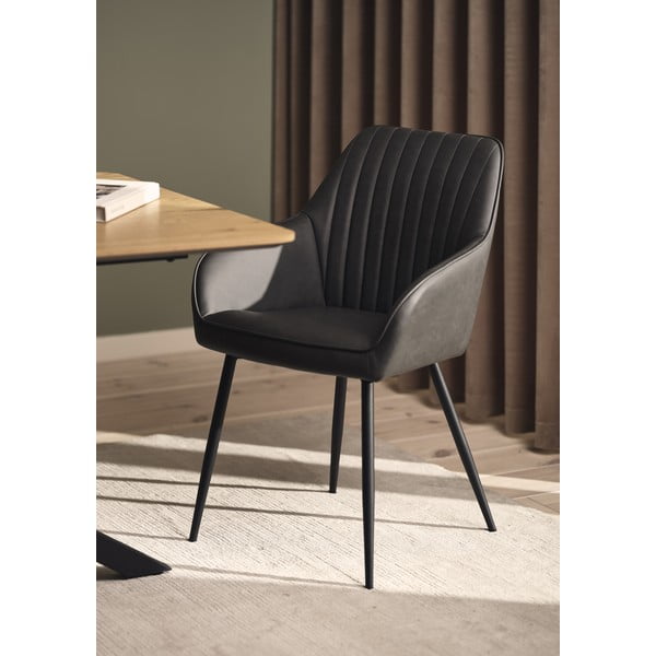 Tamno sive podstavljene blagovaonske stolice u setu s naslonima za ruke 2 kom Nolan Stripe – Unique Furniture-image-1