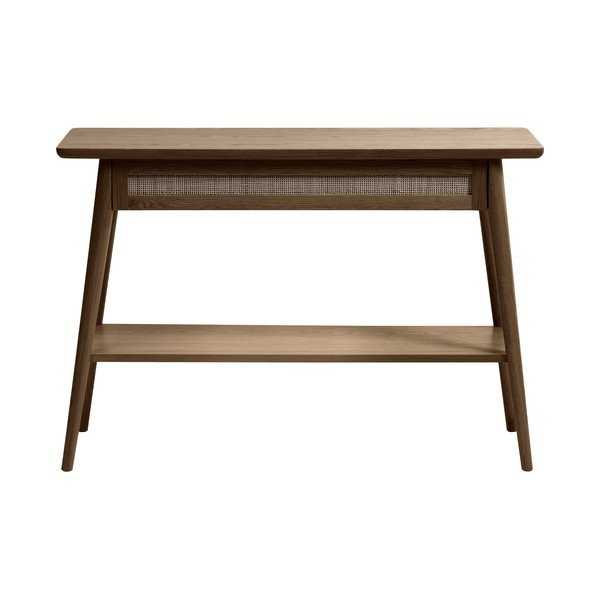 Smeđi pomoćni stol s pločom stola u dekoru hrasta 40x110 cm Barrali – Unique Furniture