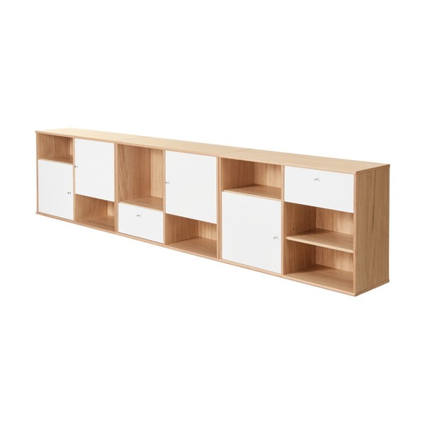 Bijela niska komoda u dekoru hrasta 267x61 cm Mistral - Hammel Furniture-image-3