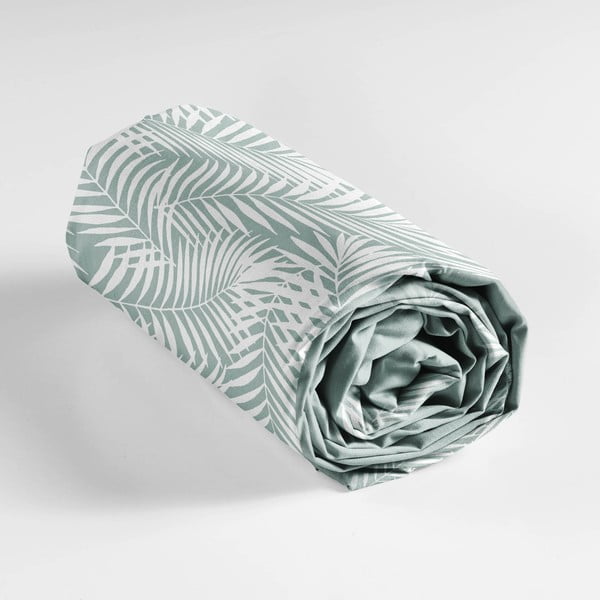 Bijela/zelena pamučna plahta s gumom 90x190 cm Botania – douceur d'intérieur-image-3