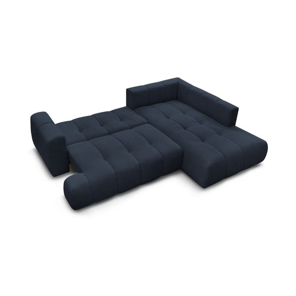 Tamno plava sklopiva/s prostorom za odlaganje kutna garnitura (s desnim kutom/u obliku slova L) Fuji – Bobochic Paris-image-4