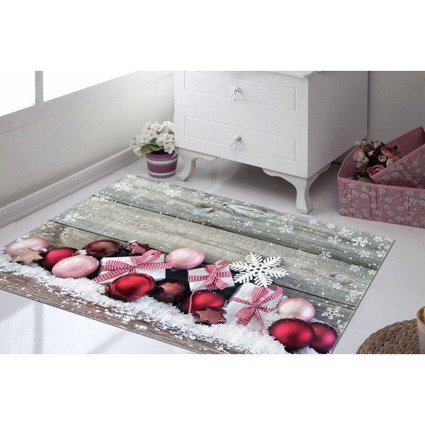 Tepih Vitaus Christmas Period Crvene rustikalne kuglice, 50 x 80 cm-image-1