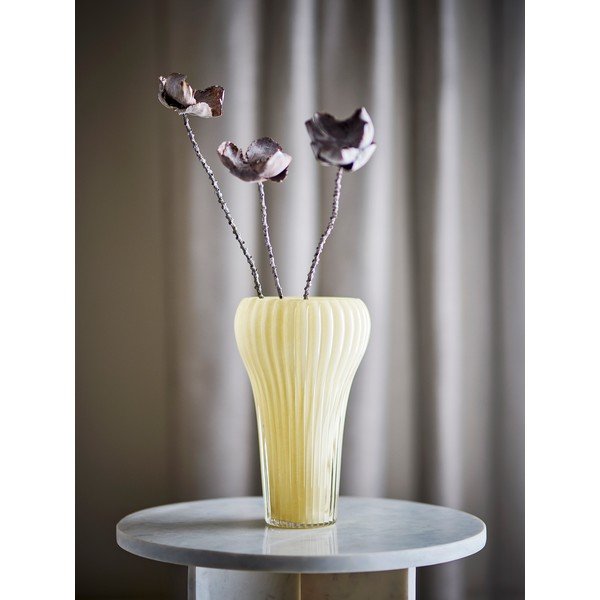 Svijetlo žuta staklena ručno izrađena vaza (visina 28 cm) Averie – Bloomingville-image-1