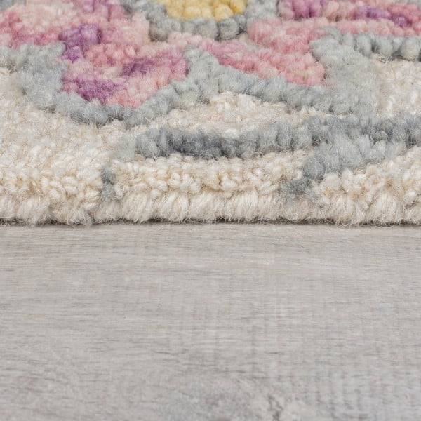Krem ručno rađen vunen tepih 160x230 cm Tania Floral – Flair Rugs-image-4