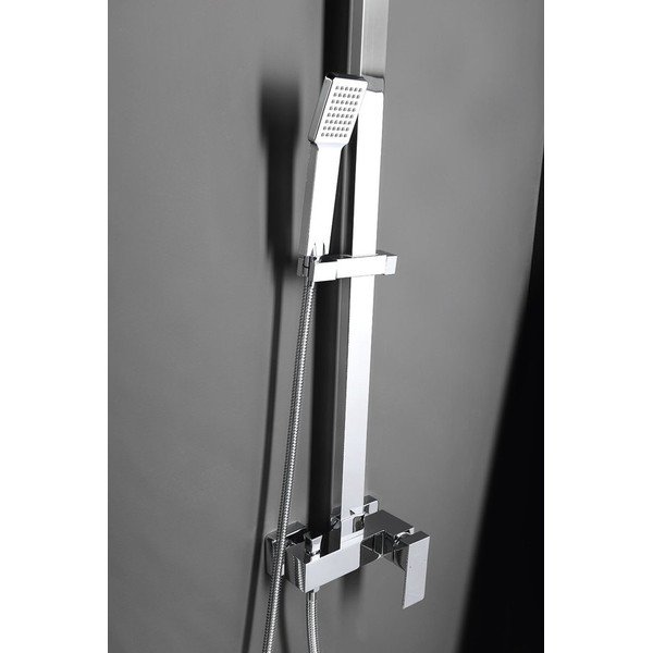 Mjedeni set za tuš kabinu u sjajno srebrnoj boji s baterijom s glavom za tuš/sa ručnim tušem 118 cm Latus – Sapho-image-2