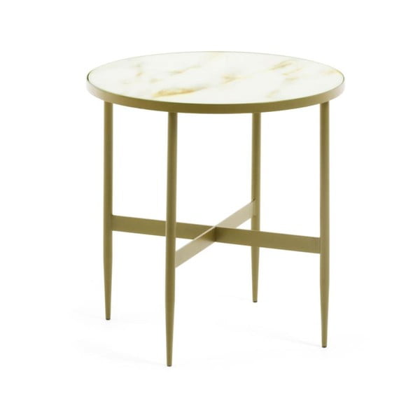 Okrugli pomoćni stol s pločom stola u mramornom dekoru ø 50 cm Elisenda – Kave Home