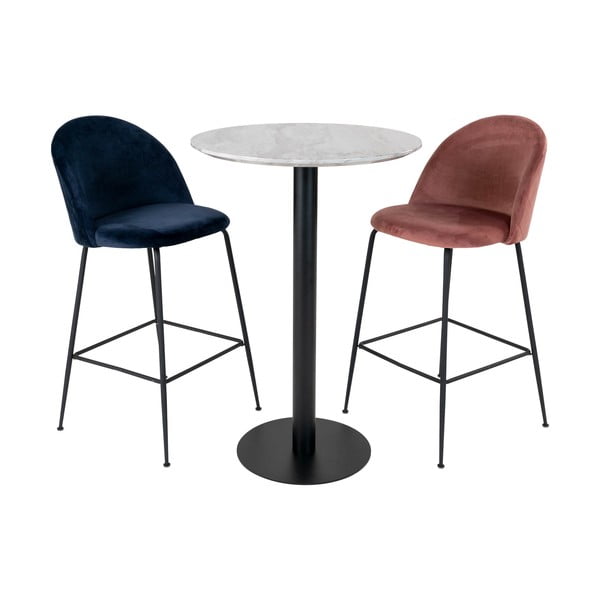 Okrugli barski stol s pločom stola u mramornom dekoru ø 70 cm Bolzano – House Nordic-image-4