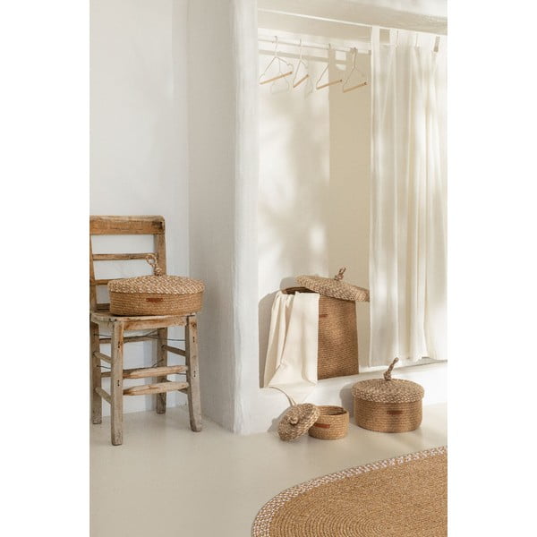 Bež tekstilna kutija za pohranu s poklopcem 36x45x50 cm – Mioli Decor-image-1