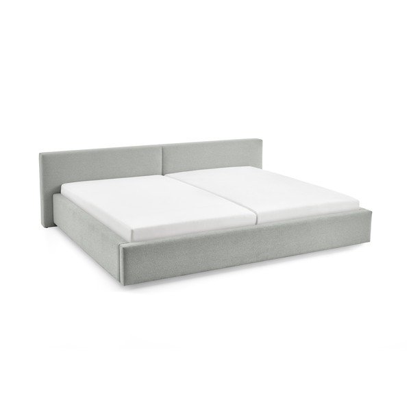 Svijetlo sivi tapecirani bračni krevet s prostorom za odlaganje s podnicom 200x240 cm Cube – Meise Möbel-image-4