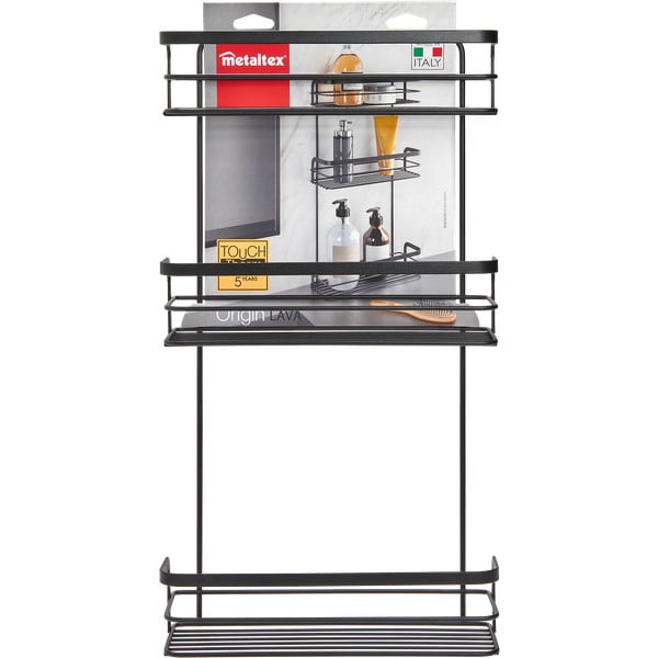 Crna troetažna kupaonska polica Metaltex Origin-image-2