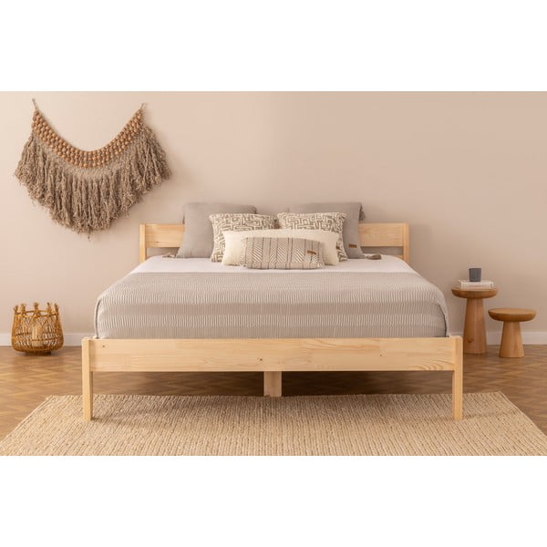 Bračni krevet od masivne smreke s podnicom 180x200 cm u prirodnoj boji Venus – Kalune Design-image-2