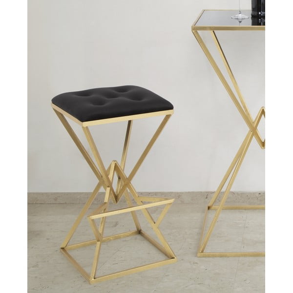 Crna/u zlatnoj boji podstavljena barska stolica (visine sjedala 75 cm) Piramid – Mauro Ferretti-image-3