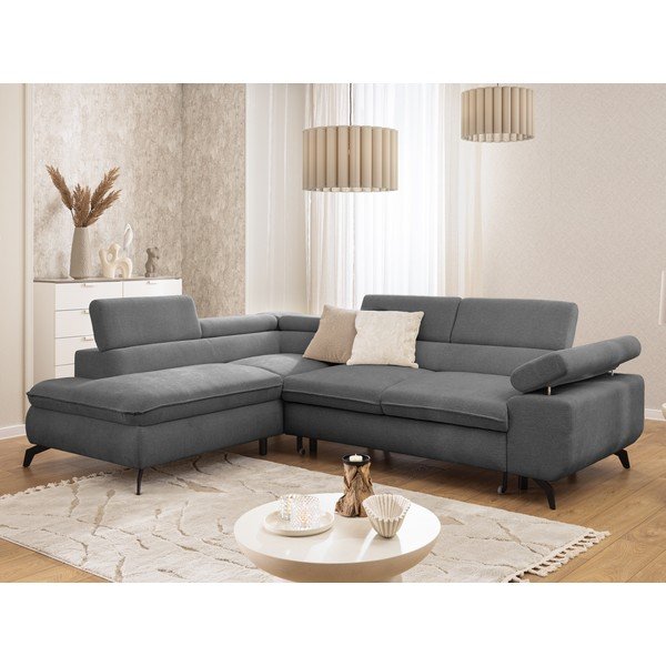 Siva kutna garnitura od šenila (s lijevim kutom/u obliku slova L) Marbeya  – Ropez-image-1