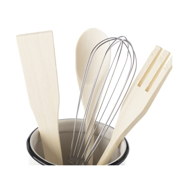 Set kuhinjskog pribora od bambusa 4 kom sa stalkom - Casa Selección-image-1