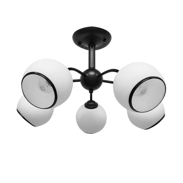 Crno-bijela stropna svjetiljka sa staklenim sjenilom 56x56 cm Marinen – Candellux Lighting