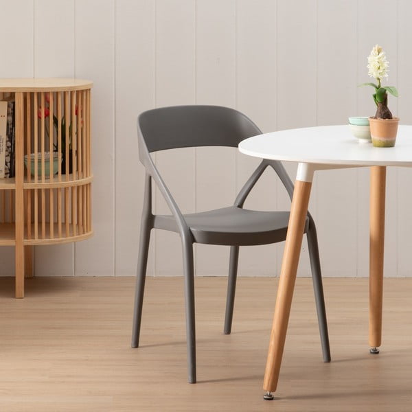 Sive plastična blagovaonske stolice u setu 2 kom – Ixia-image-1