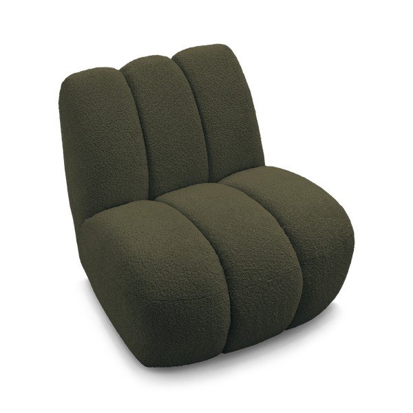 Zelena fotelja od bouclé tkanine Janissaire – Bobochic Paris-image-4