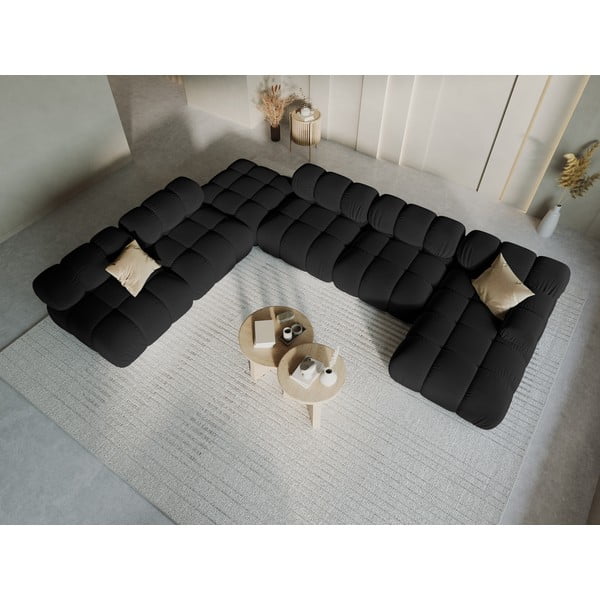 Crna baršunasta sofa 379 cm Bellis – Micadoni Home-image-1
