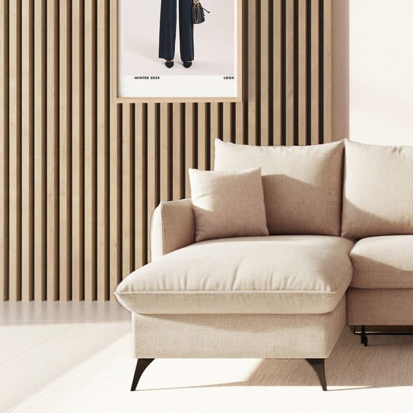 Bež sklopiva/s prostorom za odlaganje kutna garnitura od bouclé tkanine (s lijevim kutom/s ležaljkom) Brim – Rodier-image-4