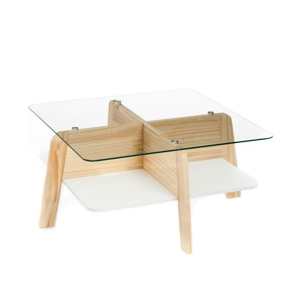 Stolić za kavu sa staklenom pločom stola u prirodnoj boji 60x60 cm Varm – Tomasucci