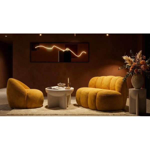 Senf žuta sofa od bouclé tkanine 145 cm Ball – Mauro Ferretti-image-1