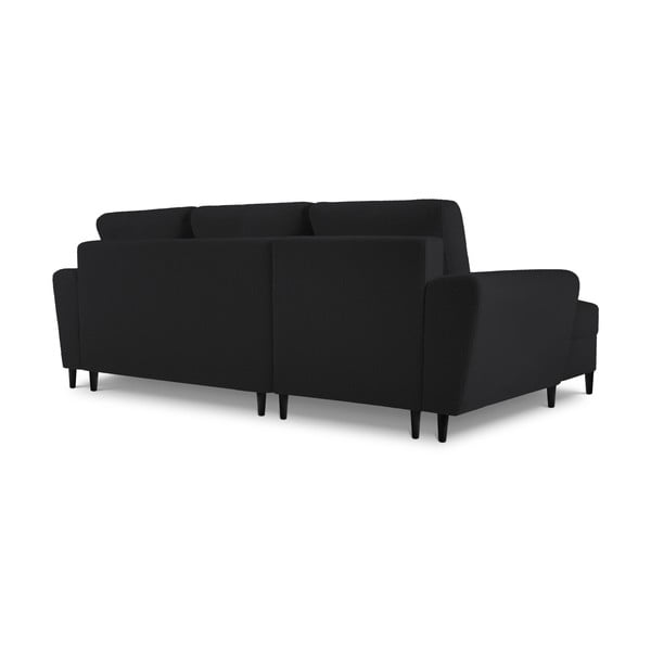 Crna sklopiva/s prostorom za odlaganje kutna garnitura od bouclé tkanine (s lijevim kutom/s ležaljkom) Kyoto – Cosmopolitan Design-image-4