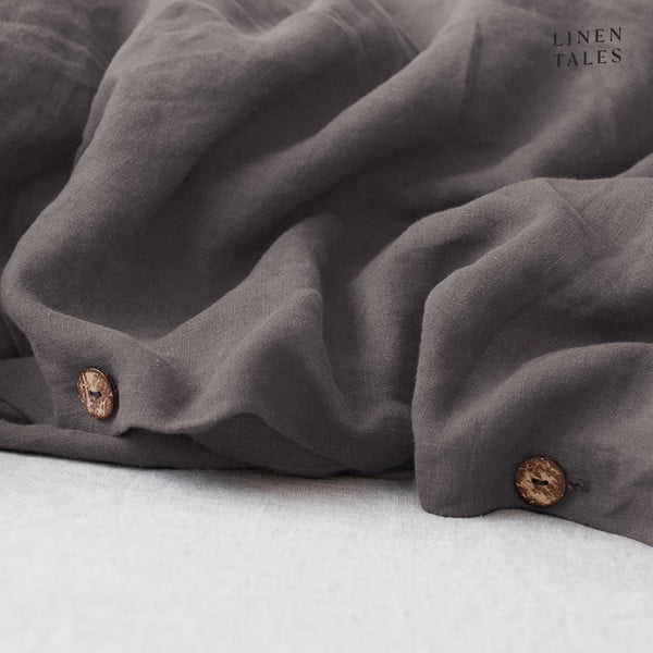 Tamnosiva lanena navlaka za pokrivač Linen Tales, 140 x 200 cm-image-1