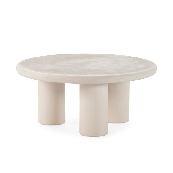 Krem okrugao stolić za kavu u kamenom dekoru ø 80 cm Iriel – MOME-image-2