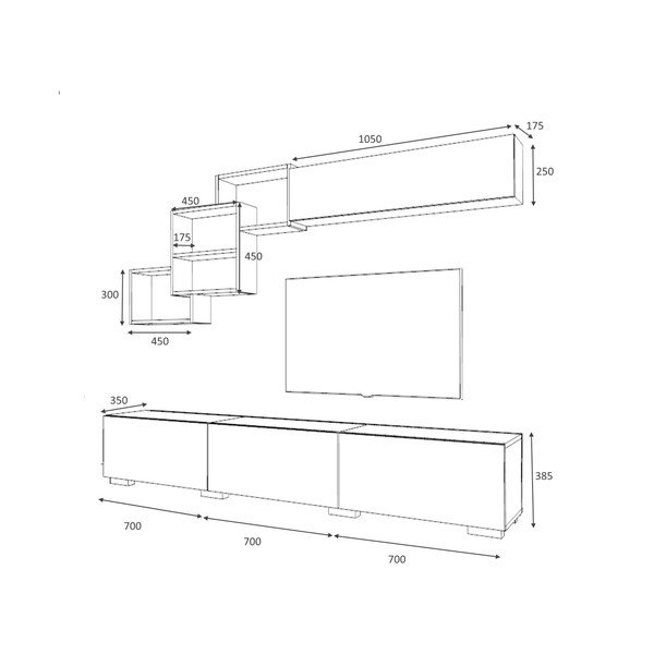 Bijeli TV stol 210x40 cm Fly - Gauge Concept-image-3