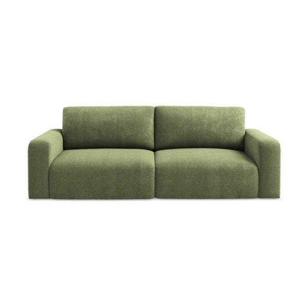 Zelena sklopiva/s prostorom za odlaganje sofa od šenila 252 cm Kona – Makamii