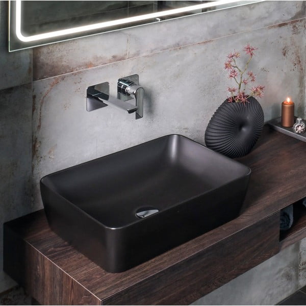 Mat crna ugrađena slavina za umivaonik (s 1 izlazom) Pax – Sapho-image-1