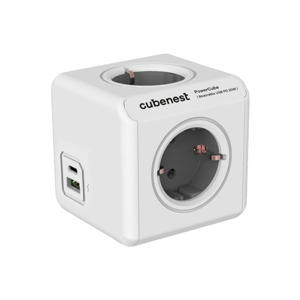Razdjelnik utičnica 13 cm PowerCube ReWirable USB Schuko – Cubenest