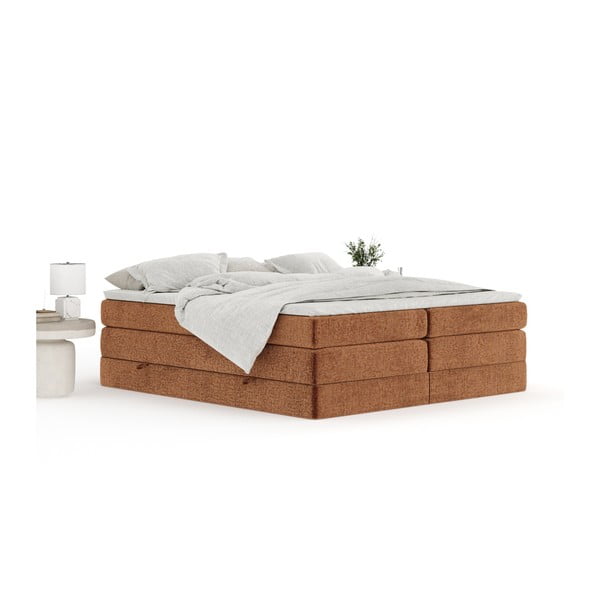 Narančasti boxspring krevet s prostorom za odlaganje/bez uzglavlja 160x200 cm Juniper – Maison de Rêve-image-3