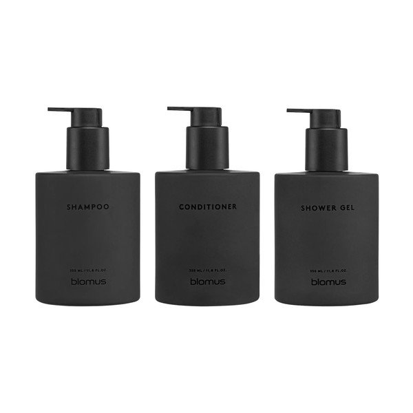 Crni stakleni zidni dozatori za sapun u setu 3 kom 350 ml Kirei – Blomus-image-3