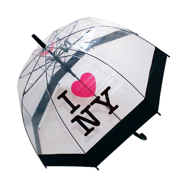 Prozirni kišobran od trske otporan na vjetar Ambiance Birdcage I Love NY, ⌀ 79 cm