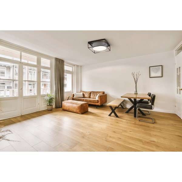 Crna/siva stropna svjetiljka s tekstilnim sjenilom 60x60 cm Carre – Fischer & Honsel-image-1