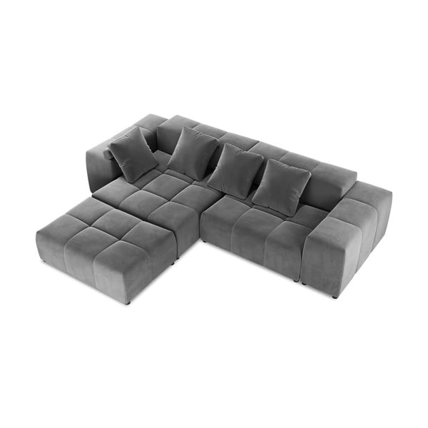 Kutna garnitura od sivog baršuna (varijabilna) Rome Velvet - Cosmopolitan Design-image-3