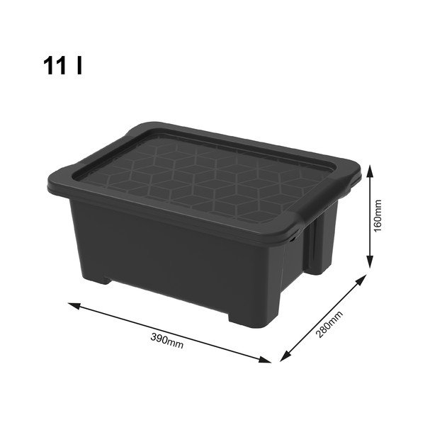 Sjajna crna plastična kutija za pohranu s poklopcem Evo Easy - Rotho-image-1