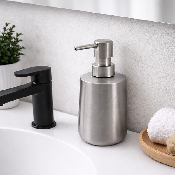 Dozator sapuna od nehrđajućeg čelika u mat srebrnoj boji 450 ml – Orion-image-1