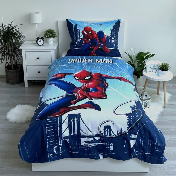 Plava pamučna dječja posteljina za krevet za jednu osobu 140x200 cm Spider-man "Blue" – Jerry Fabrics-image-1