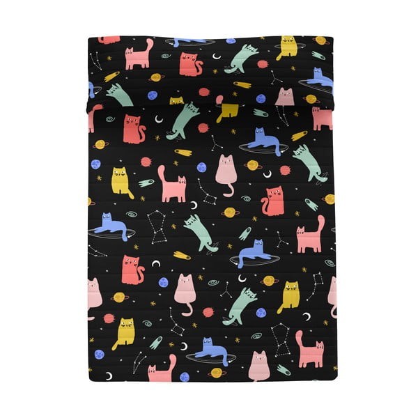 Crni prošiveni prekrivač 270x260 cm Cosmic cats – Aware-image-2