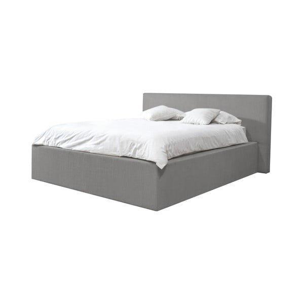 Svijetlo sivi tapecirani bračni krevet s prostorom za odlaganje s podnicom 160x200 cm Nihad – Bobochic Paris