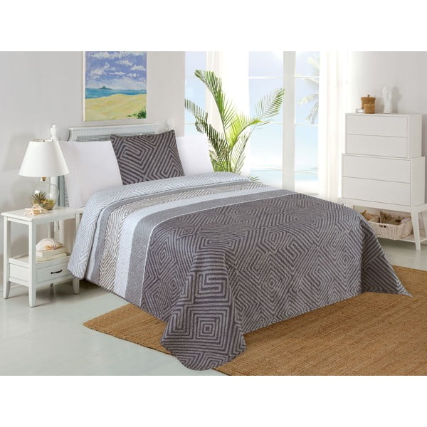 Sivi prošiven set prekrivača i jastučnice 140x220 cm Plaza – My House