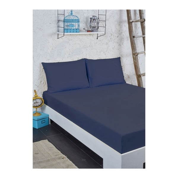 Plavi set plahti i jastučnice za krevet za jednu osobu, 100 x 200 cm