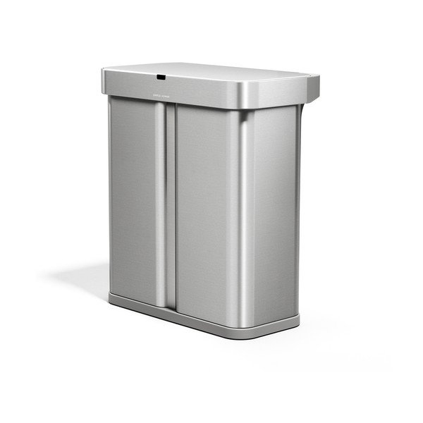 Željezna kanta za smeće 34+24 l za odvojeni otpad/beskontaktna u srebrnoj boji Dual Sensor – simplehuman